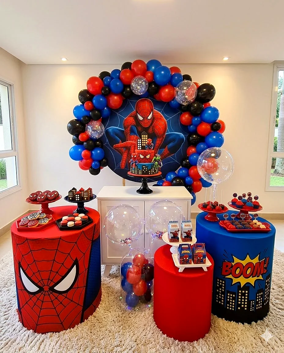 Decoração de festa infantil tema Homem-Aranha em Jundiaí